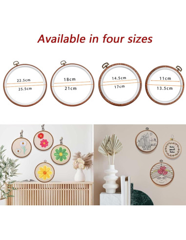 Kit de 5 Aros de Bordado Joyangy 12 cm Madera Imitada