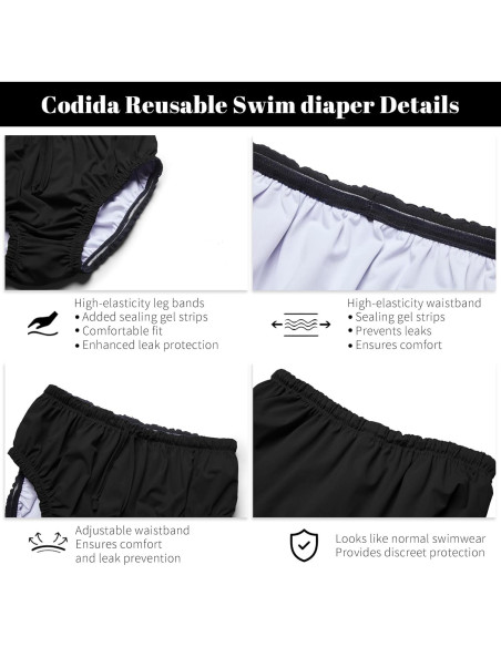 Pañales de natación reutilizables Codida S Negro