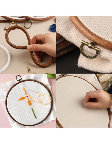 Kit de 5 Aros de Bordado Joyangy 12 cm Madera Imitada