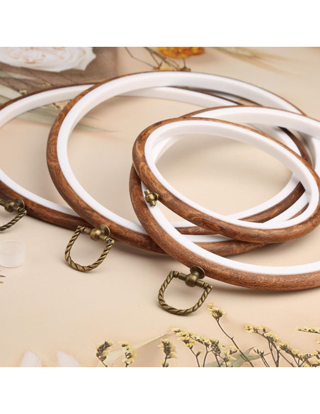 Kit de 5 Aros de Bordado Joyangy 12 cm Madera Imitada