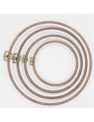Kit de 5 Aros de Bordado Joyangy 12 cm Madera Imitada