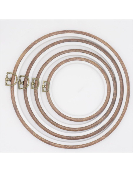 Kit de 5 Aros de Bordado Joyangy 12 cm Madera Imitada