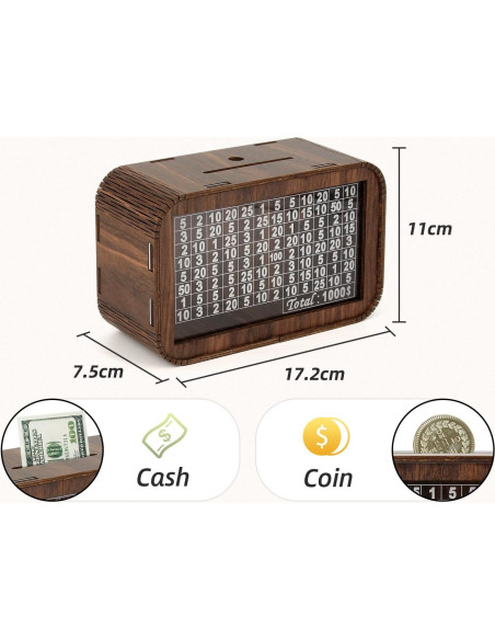 Alcancía de Madera Giftota PB-1000 con Contador y Panel