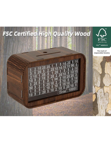 Alcancía de Madera Giftota PB-1000 con Contador y Panel