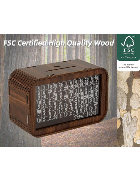 Alcancía de Madera Giftota PB-1000 con Contador y Panel