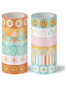 12 Rollos Cinta Washi Boho Groovy 5m x 1.5cm Decorativa