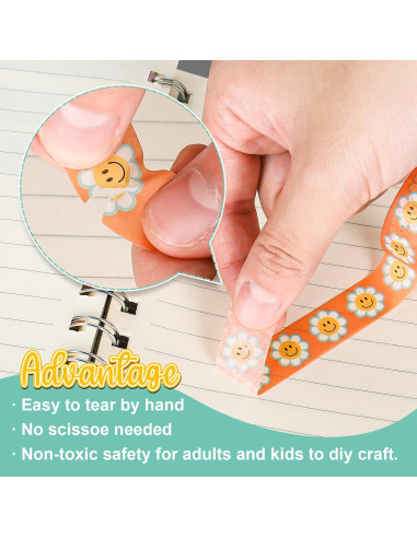 12 Rollos Cinta Washi Boho Groovy 5m x 1.5cm Decorativa