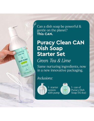 Jabón para Platos Natural Puracy 425 ml Té Verde y Lima