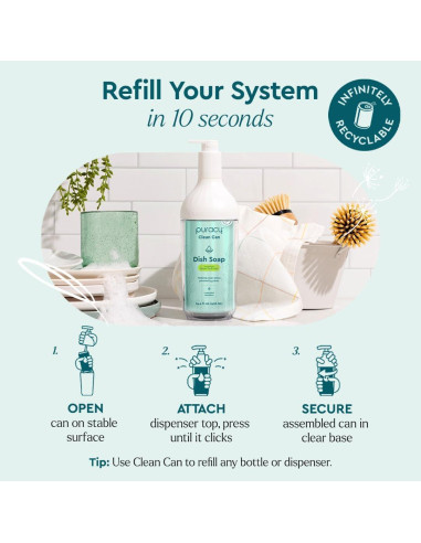 Jabón para Platos Natural Puracy 425 ml Té Verde y Lima