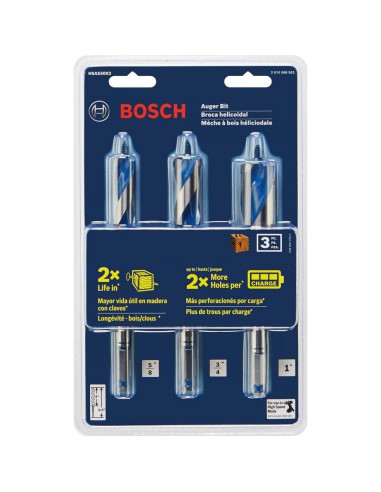 Juego de 3 Brocas de Auger Inalámbricas Bosch HSAS5003 16.5 cm