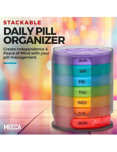 Organizador Semanal de Pastillas MEDca, 7 Compartimentos, Negro 2