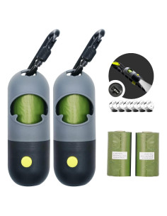 Paquete de 2 Dispensadores de Bolsas de Excremento Morn Light con Linterna