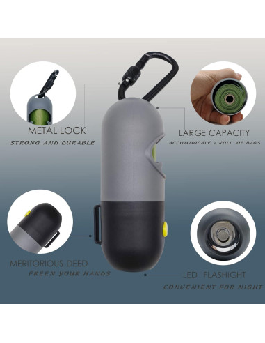 Paquete de 2 Dispensadores de Bolsas de Excremento Morn Light con Linterna