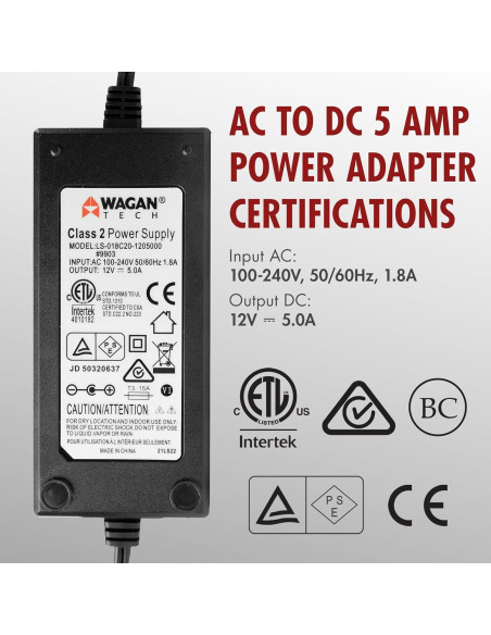 Adaptador de corriente AC a DC Wagan EL9903 5A 60W 12V