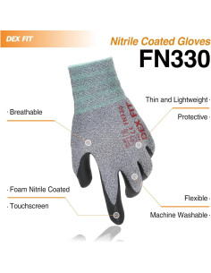 Guantes de Trabajo DEX FIT FN330 Nitrilo 3 Pares Mediano 2