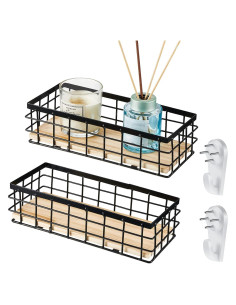 Cestas de Almacenamiento Funrous 2 Pcs Metal Negro 25x10x7cm