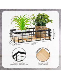 Cestas de Almacenamiento Funrous 2 Pcs Metal Negro 25x10x7cm 2