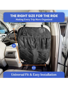 Organizador de respaldo para asiento de coche 4Knines - Negro - Impermeable y resistente 2