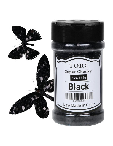 Glitter Chunky Negro TORC 113g para Manualidades y Maquillaje