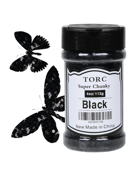 Glitter Chunky Negro TORC 113g para Manualidades y Maquillaje