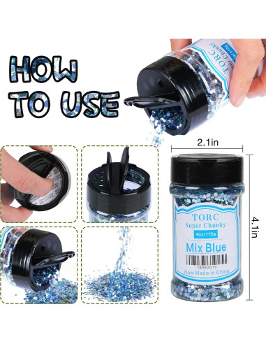 Glitter Chunky Negro TORC 113g para Manualidades y Maquillaje