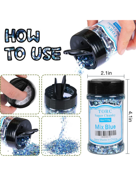 Glitter Chunky Negro TORC 113g para Manualidades y Maquillaje