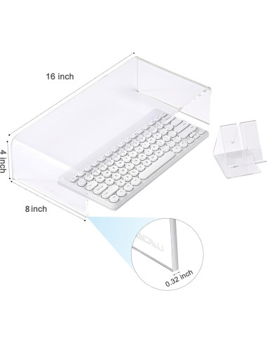 Soporte de Monitor Acrílico KMANDLU 40.64x22.86 cm Ergonómico