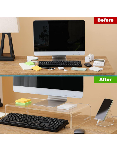 Soporte de Monitor Acrílico KMANDLU 40.64x22.86 cm Ergonómico