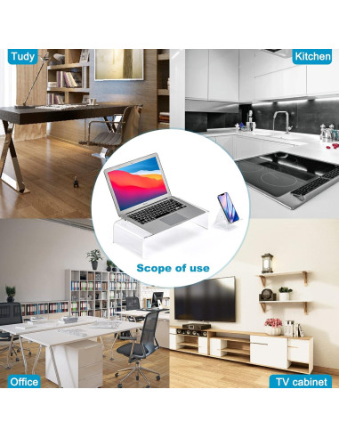 Soporte de Monitor Acrílico KMANDLU 40.64x22.86 cm Ergonómico