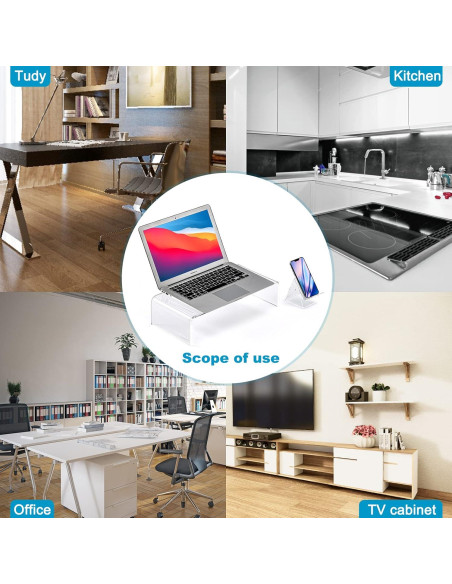 Soporte de Monitor Acrílico KMANDLU 40.64x22.86 cm Ergonómico