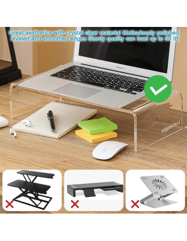 Soporte de Monitor Acrílico KMANDLU 40.64x22.86 cm Ergonómico