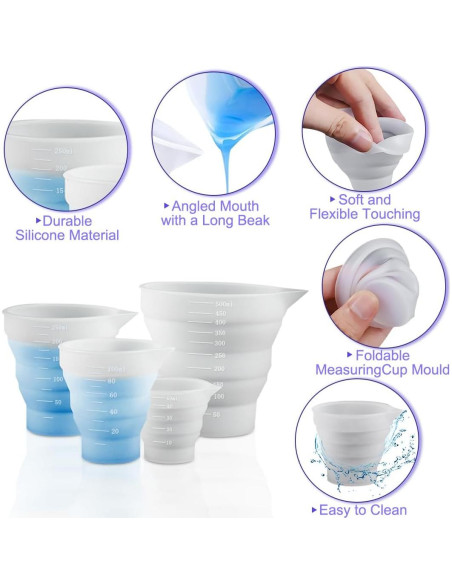 Conjunto de 4 Tazas Medidoras de Silicona Koonafy 50ml-500ml