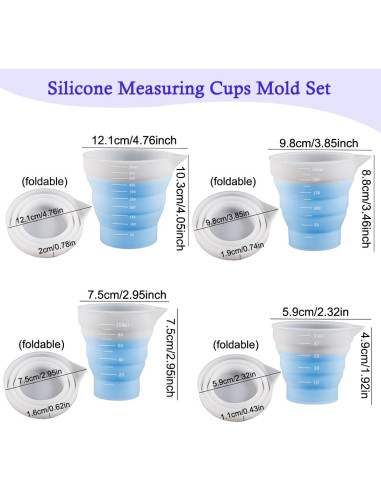 Conjunto de 4 Tazas Medidoras de Silicona Koonafy 50ml-500ml