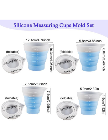 Conjunto de 4 Tazas Medidoras de Silicona Koonafy 50ml-500ml