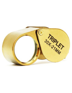 Lupa de bolsillo 30X QiCheng&LYS dorada para joyería y antigüedades