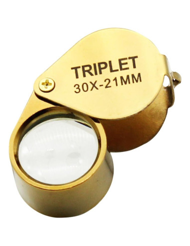 Lupa de bolsillo 30X QiCheng&LYS dorada para joyería y antigüedades