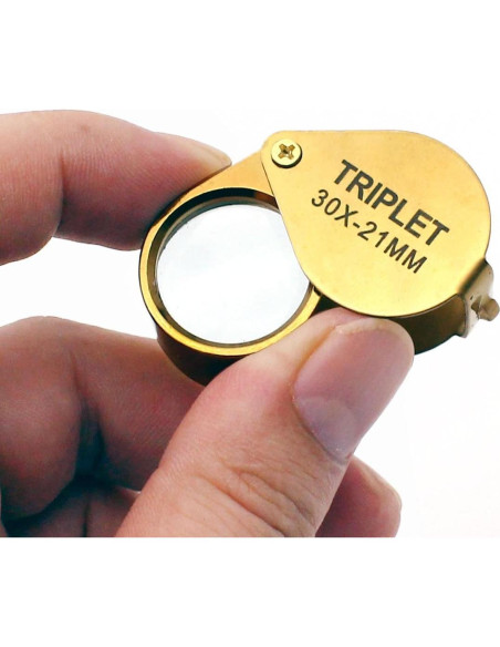 Lupa de bolsillo 30X QiCheng&LYS dorada para joyería y antigüedades