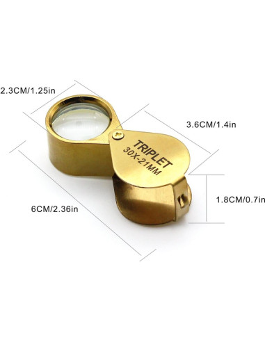 Lupa de bolsillo 30X QiCheng&LYS dorada para joyería y antigüedades