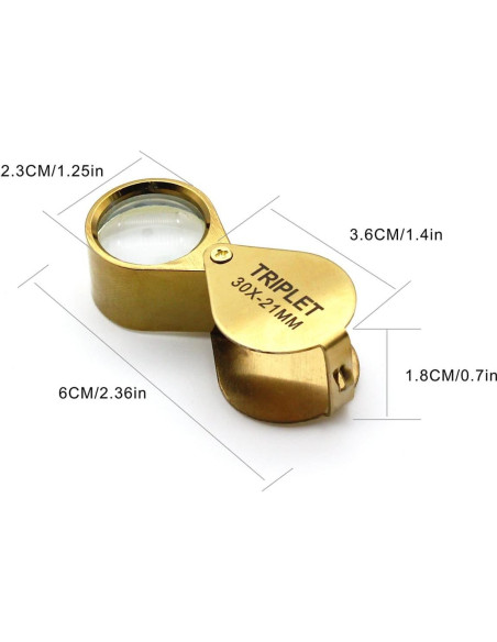 Lupa de bolsillo 30X QiCheng&LYS dorada para joyería y antigüedades