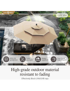 Paraguas de Patio Beige Sophia & William 3 Niveles 3.05 m 2