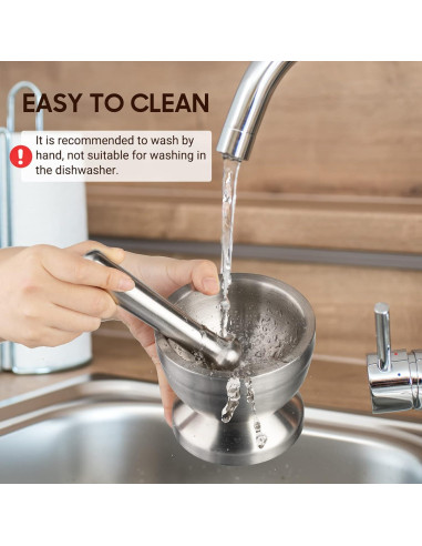 Mortero y Maja de Acero Inoxidable Tera 350ml - Sin Desorden