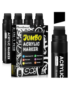 Set de 4 Marcadores Permanentes Jumbo Negros Zhenbuco 15mm