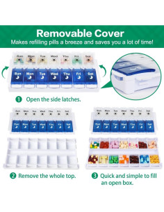 Organizador Semanal de Pastillas Shintop AM PM 7 Días Azul y Blanco 2