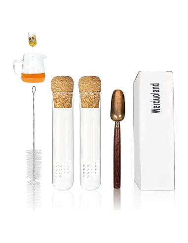 Infusores de Té de Vidrio 2 Pcs Werduoland con Tapa de Corcho