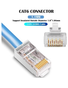 Conectores RJ45 Cat6 Blindados iGreely 50 Unidades 8P8C 2