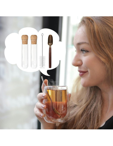 Infusores de Té de Vidrio 2 Pcs Werduoland con Tapa de Corcho