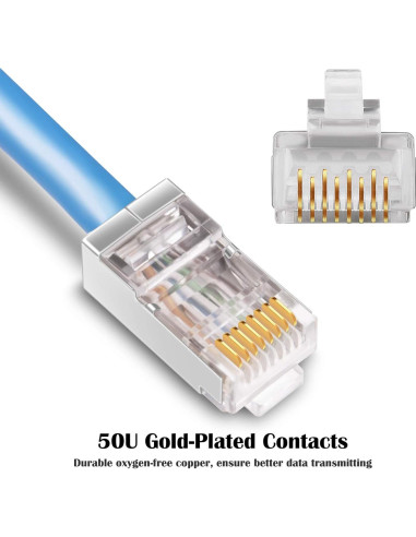 Conectores RJ45 Cat6 Blindados iGreely 50 Unidades 8P8C