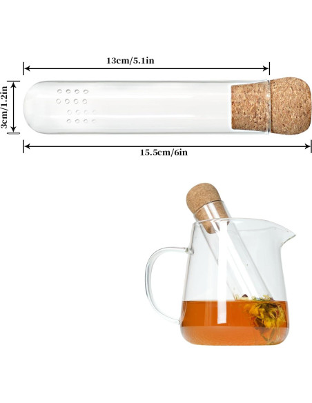 Infusores de Té de Vidrio 2 Pcs Werduoland con Tapa de Corcho