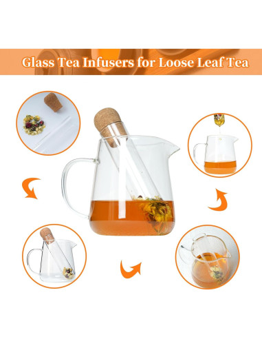 Infusores de Té de Vidrio 2 Pcs Werduoland con Tapa de Corcho