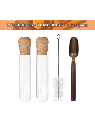 Infusores de Té de Vidrio 2 Pcs Werduoland con Tapa de Corcho